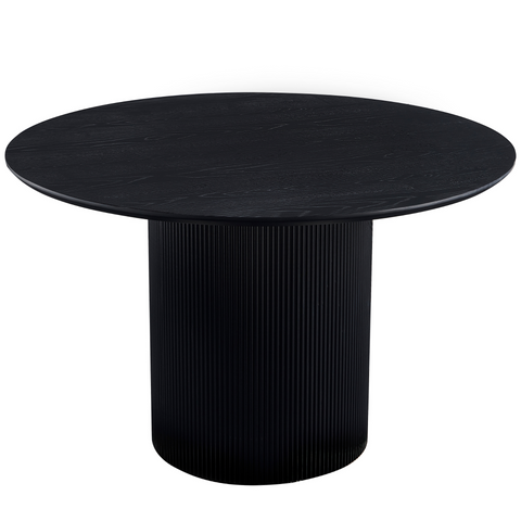 Carisma - Runt matbord med lameller, 120 cm i svart med pelarben