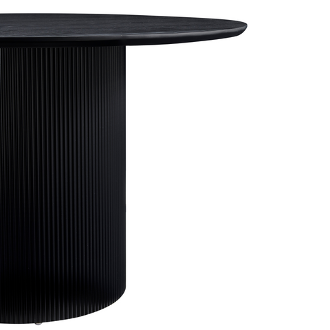 Carisma - Runt matbord med lameller, 120 cm i svart med pelarben