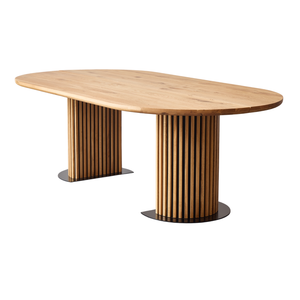 Matteo - Plankbord med lamellunderrede i oljad/naturell massiv ek 240x120x77 cm