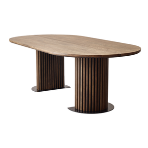 Matteo - Plankbord med lamellunderrede i rökt massiv ek 240x120x77 cm