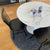 Zander - Runt vitt matbord med marmorlook - Ø100cm.