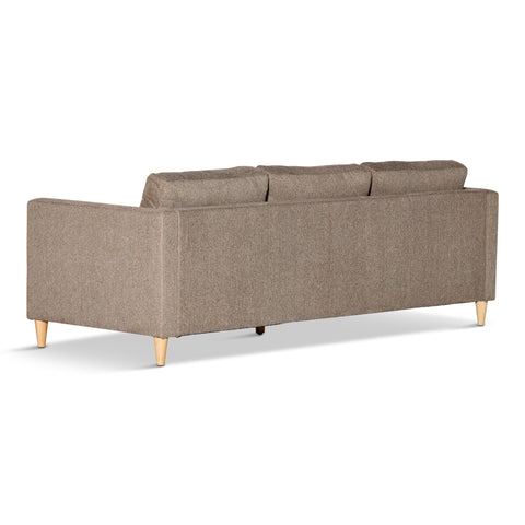 Lulu - Höger- och vänstervänd vändbar schäslongsoffa i sand - L: 215 x D: 82 x H: 78 cm