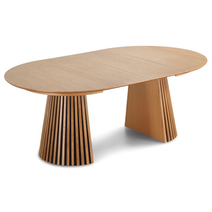 Lewis - Lamell runt matbord i ekfaner med utdrag 120/160/200 CM - 2 extra tiläggsskivor medföljer