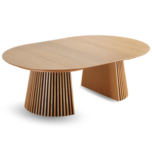 Lewis - Rundt lamellbord i ekfanér med utdragsfunktion 150/190/230 cm - 2 tilläggsskivor ingår