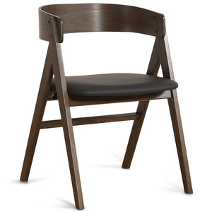 Samantha trästol i rökt ek med svart PU-sits