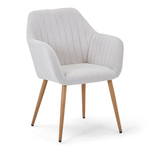 Vanessa matstol med armstöd - beige textil och eklook