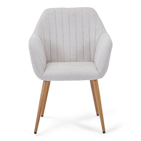 Vanessa matstol med armstöd - beige textil och eklook