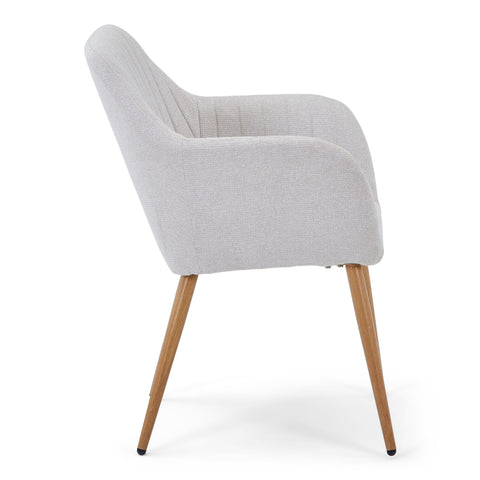 Vanessa matstol med armstöd - beige textil och eklook