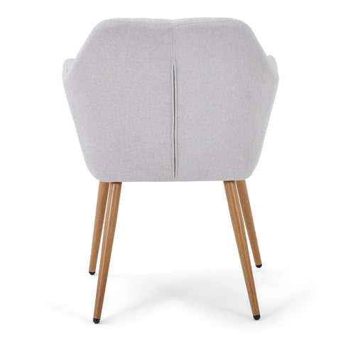Vanessa matstol med armstöd - beige textil och eklook