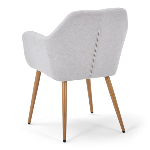 Vanessa matstol med armstöd - beige textil och eklook