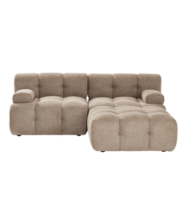 Lilie - modulsoffa i sandfärg med 2 moduler och höger- eller vänstervänd schäslong - L: 190 x D: 190 x H: 64 cm