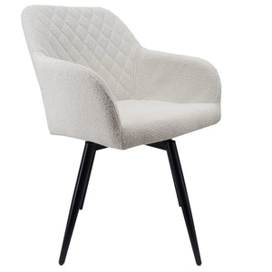 Carlo - Snurrstol med armstöd i vit bouclé