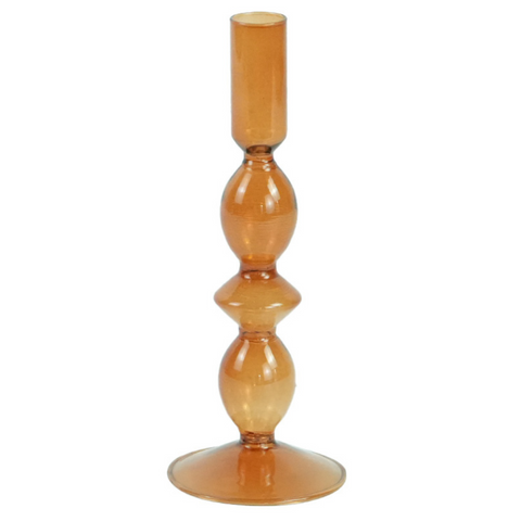 Cora glas ljusstake bärnsten 20 cm