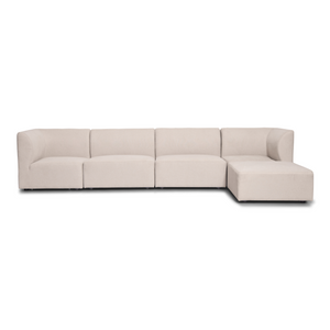 Emilia modulsoffa i beige 4 moduler med höger- och vänstervänd schäslong L: 328 X D: 158 X H: 72 cm