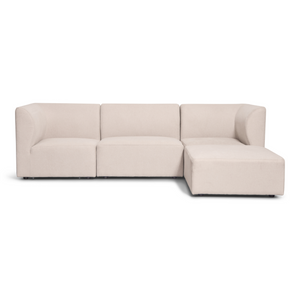 Emilia modulsoffa i beige 3 moduler höger- och vänstervänd schäslong L: 243 X D: 158 X H: 72 cm
