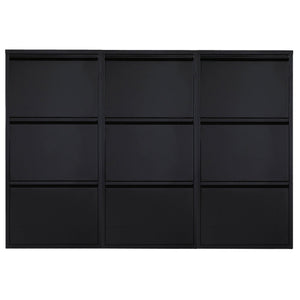 Louis skoskåp - Svart metall med 9 fack