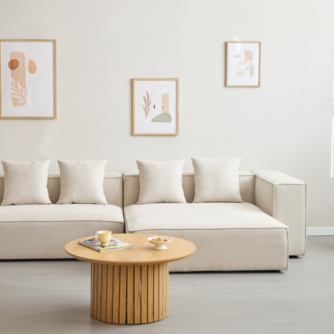 Hailey vänster schäslong modul i beige L: 147 X D: 148 X H: 65 cm