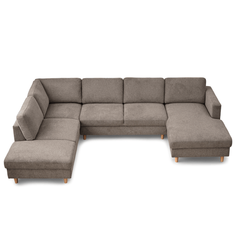 Jennifer högervänd U-soffa i sand med schäslong - L: 300 x D: 208 x H: 82 cm
