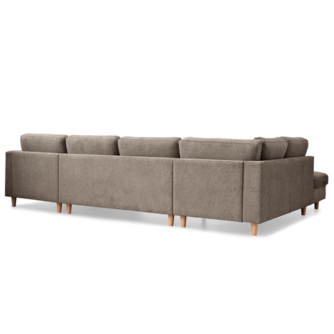 Jennifer högervänd U-soffa i sand med schäslong - L: 300 x D: 208 x H: 82 cm