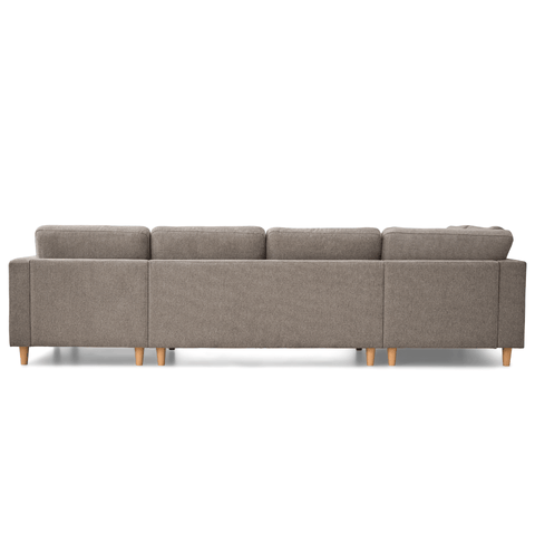 Jennifer högervänd U-soffa i sand med schäslong - L: 300 x D: 208 x H: 82 cm