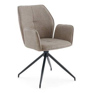 Minna - Matstol i sand textil med 360 graders rotation