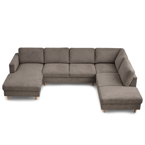 Jennifer vänstervänd U-soffa i sand med schäslong - L: 300 x D: 208 x H: 82 cm
