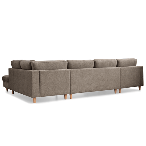 Jennifer vänstervänd U-soffa i sand med schäslong - L: 300 x D: 208 x H: 82 cm
