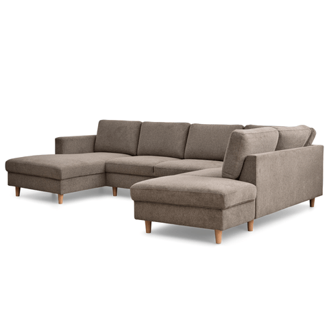 Jennifer vänstervänd U-soffa i sand med schäslong - L: 300 x D: 208 x H: 82 cm