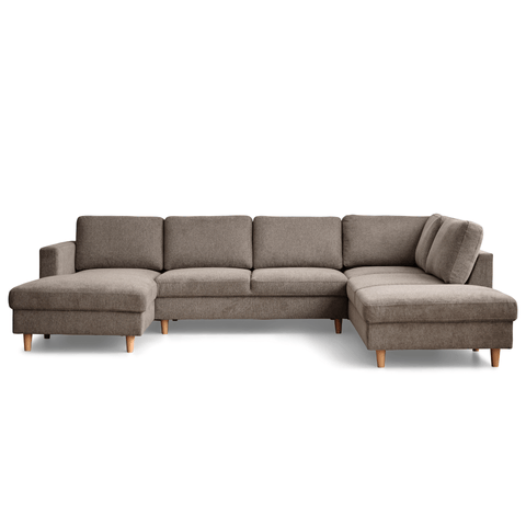 Jennifer vänstervänd U-soffa i sand med schäslong - L: 300 x D: 208 x H: 82 cm