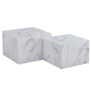 Adele - Set med soffbord i vit marmorlook