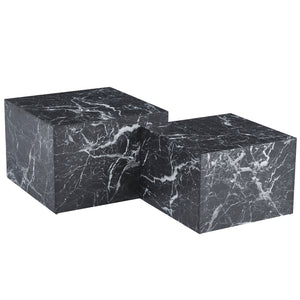 Adele - Set med soffbord i svart marmorlook