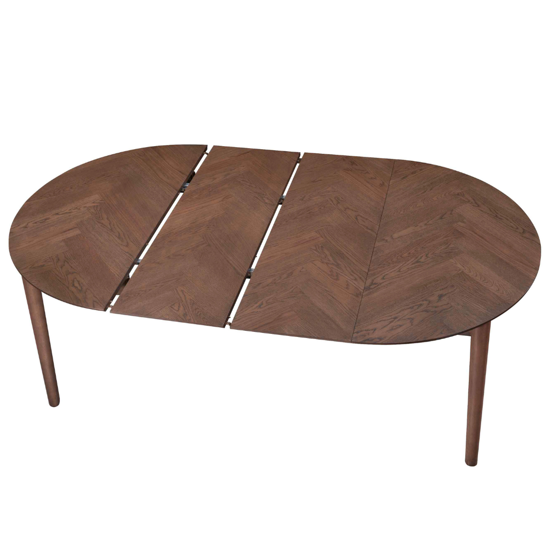 Maggie Runt matbord i rökt ek med förlängning 120/160/200 cm inkl 2 Maggie Runt matbord i rökt ek med förlängning 120/160/200 cm inkl 2