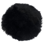Rund sittdyna i imiterad fårull - Svart 35 cm